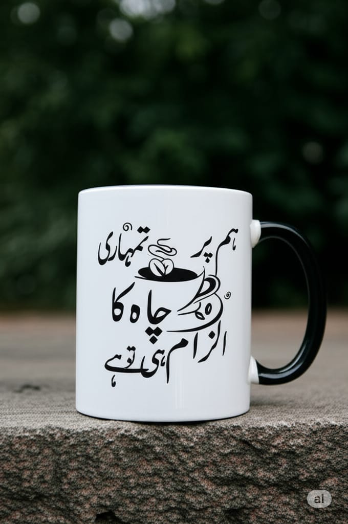 Ilzaam-e-Chai/Customized Chai Mug with Urdu Quote β Perfect for Tea Lovers & Couple - Image 2