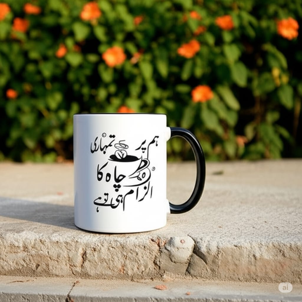 Ilzaam-e-Chai/Customized Chai Mug with Urdu Quote β Perfect for Tea Lovers & Couple - Image 3